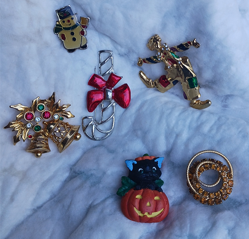 jewelry from Dahlia house holiday pins