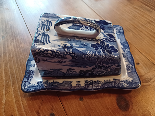 spoons and forks with blue willow handles