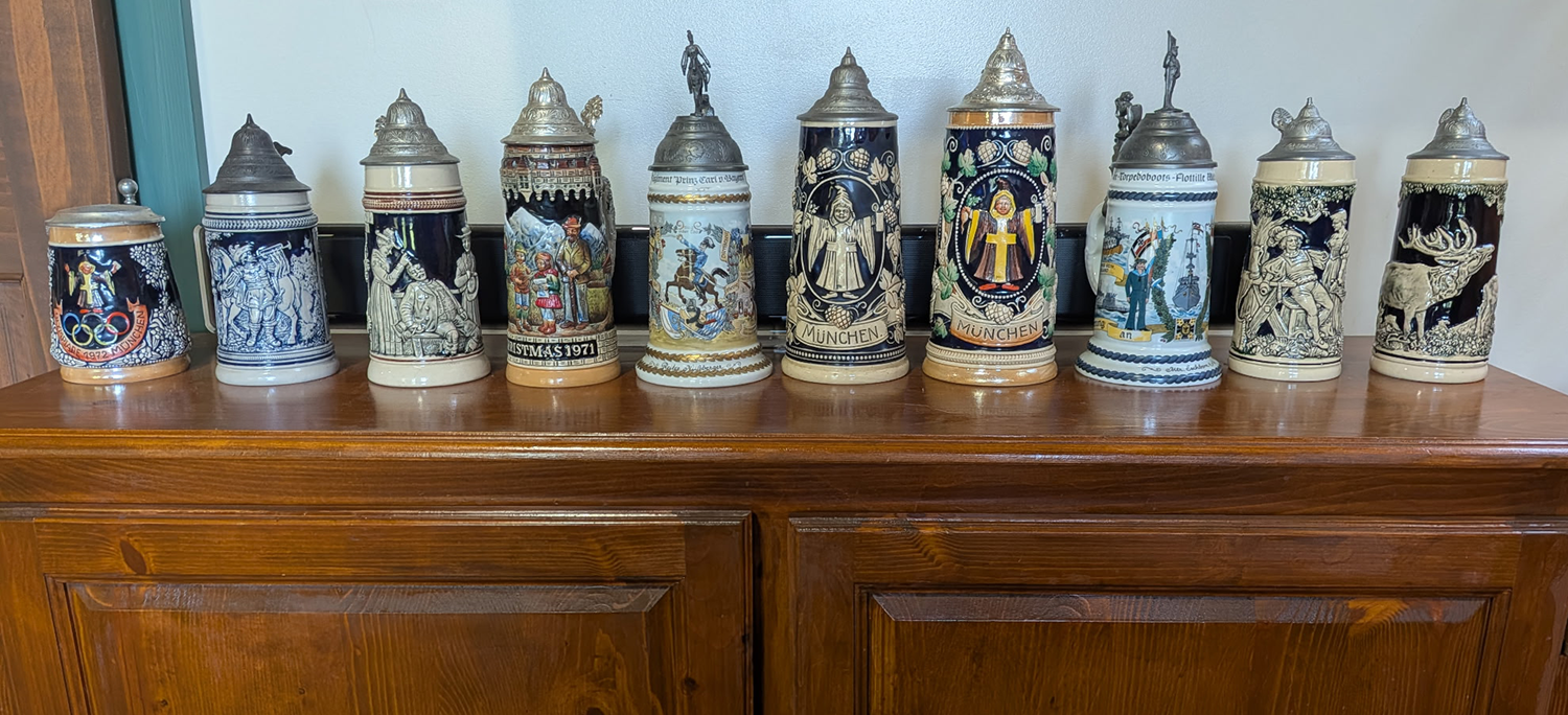 A Colorful Collection of Vintage German Beer Steins from the 1970s